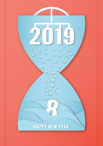 Cover design per Happy new year 2019. vettore