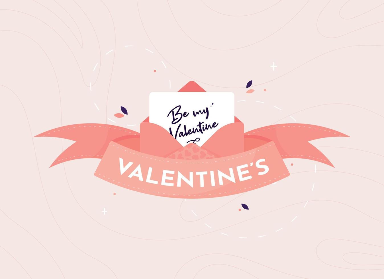 buon san valentino con lettera in busta rosa aperta. banner, poster e cartoline romantici e per le vacanze. illustrazione vettoriale in design piatto