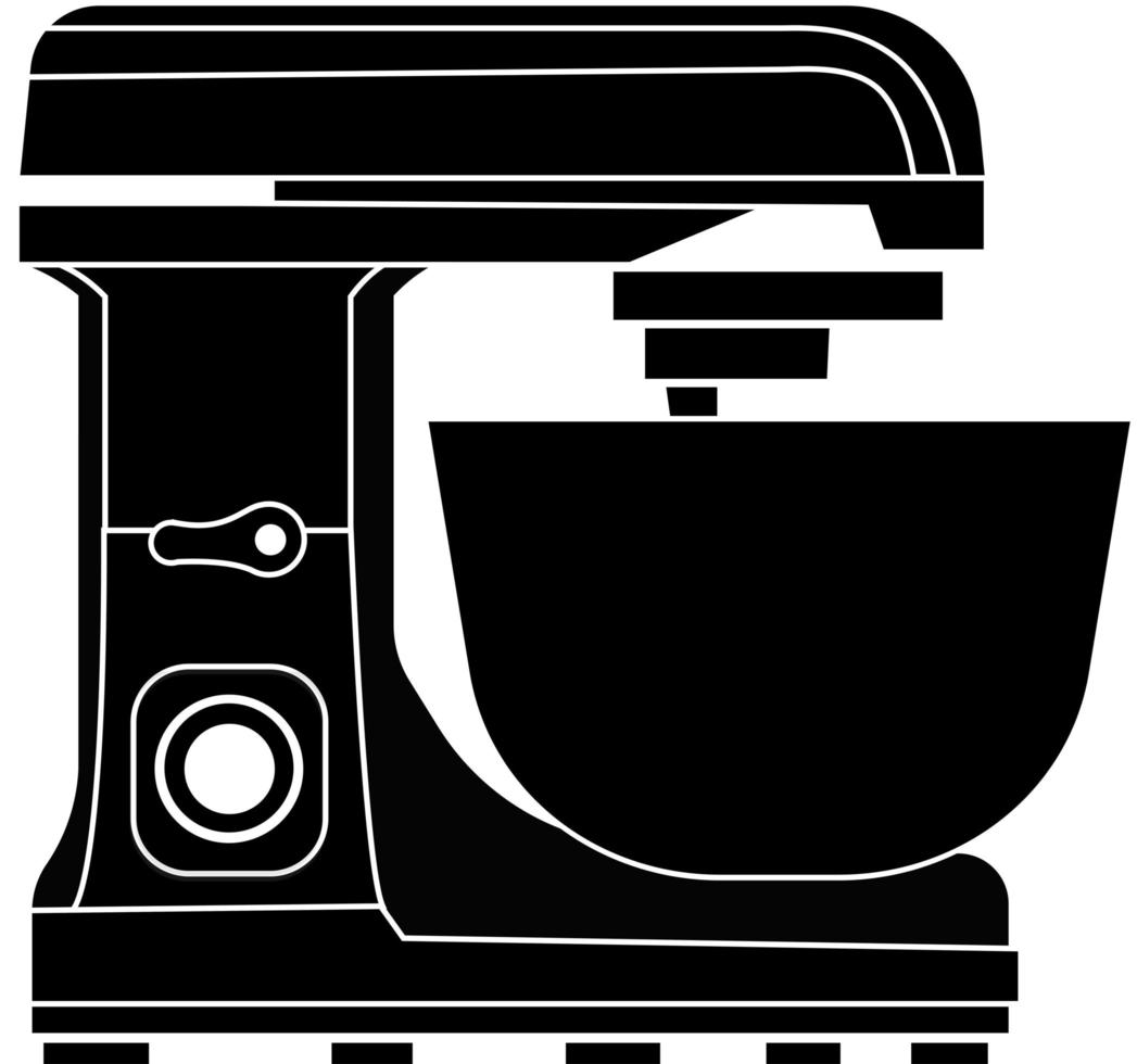 mixer silhouette nera su sfondo bianco. cucinando. vettore
