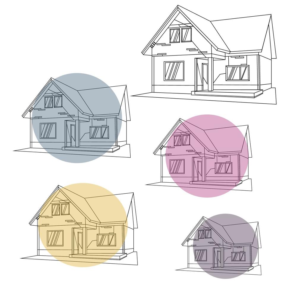 disegno lineare di una casa di campagna. icona vettore. isolato su bianco. Casa. casa isometrica. isometria lineare. vettore