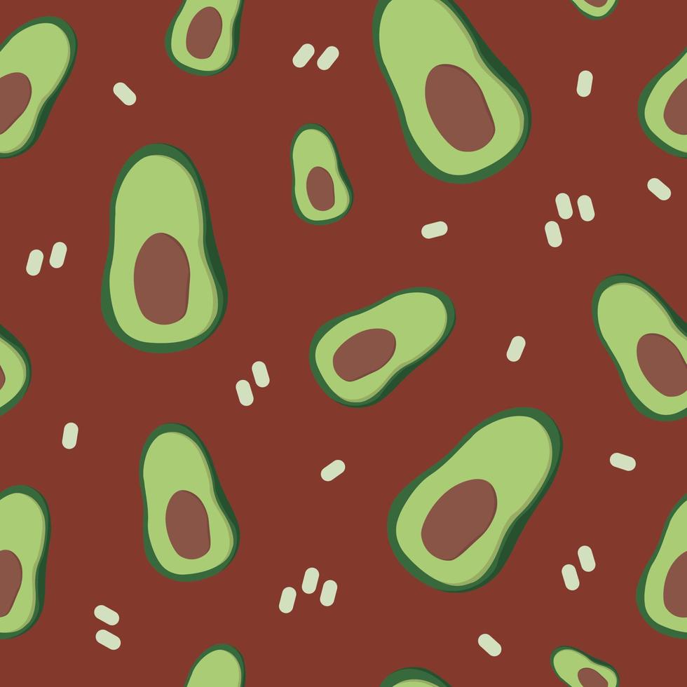 modello senza cuciture con avocado. sfondo rosso. illustrazione vettoriale