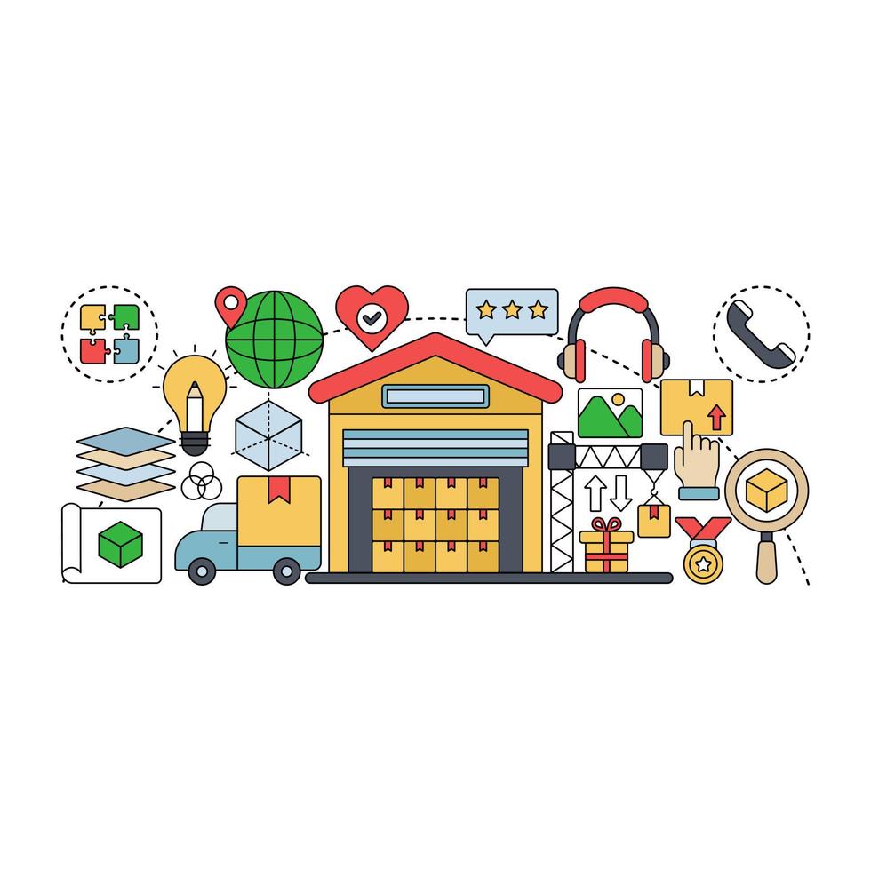 illustrazione logistica in stile modificabile vettore