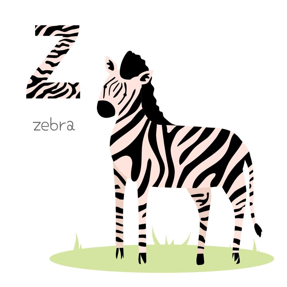 alfabeto degli animali. z per zebra vettore