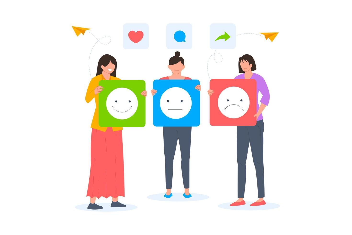 illustrazione dell'emozione del feedback dei clienti vettore