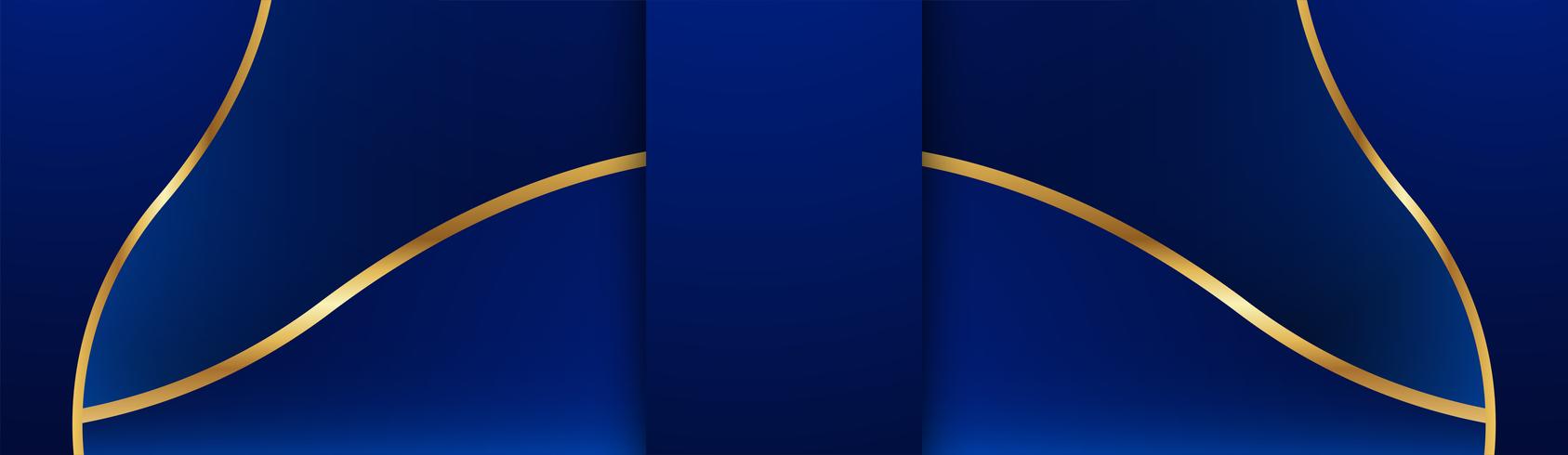 Astratto sfondo blu in stile indiano premium. Template design per copertina, presentazione aziendale, banner web, invito a nozze e packaging di lusso. Illustrazione vettoriale con bordo dorato.