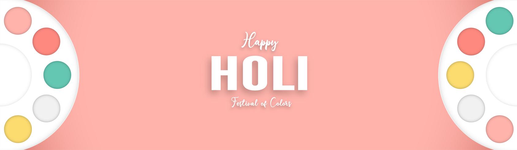 Happy Holi, Festival dei colori. Modello elemento di design per modello, banner, poster, cartolina d&#39;auguri. Illustrazione vettoriale in carta tagliata, artigianato, tipo di origami con lo stile piatto laici.