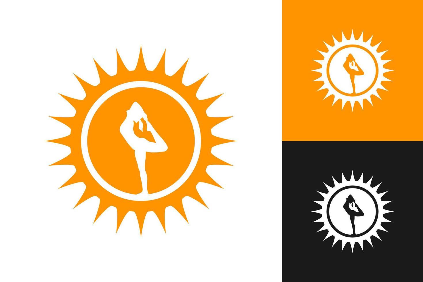 illustrazione grafica vettoriale del logo dello yoga del sole. perfetto da usare per la carta da parati dello studio di yoga