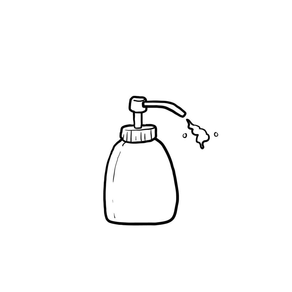 doodle illustrazione della bottiglia di disinfettante per le mani con vettore di stile disegnato a mano