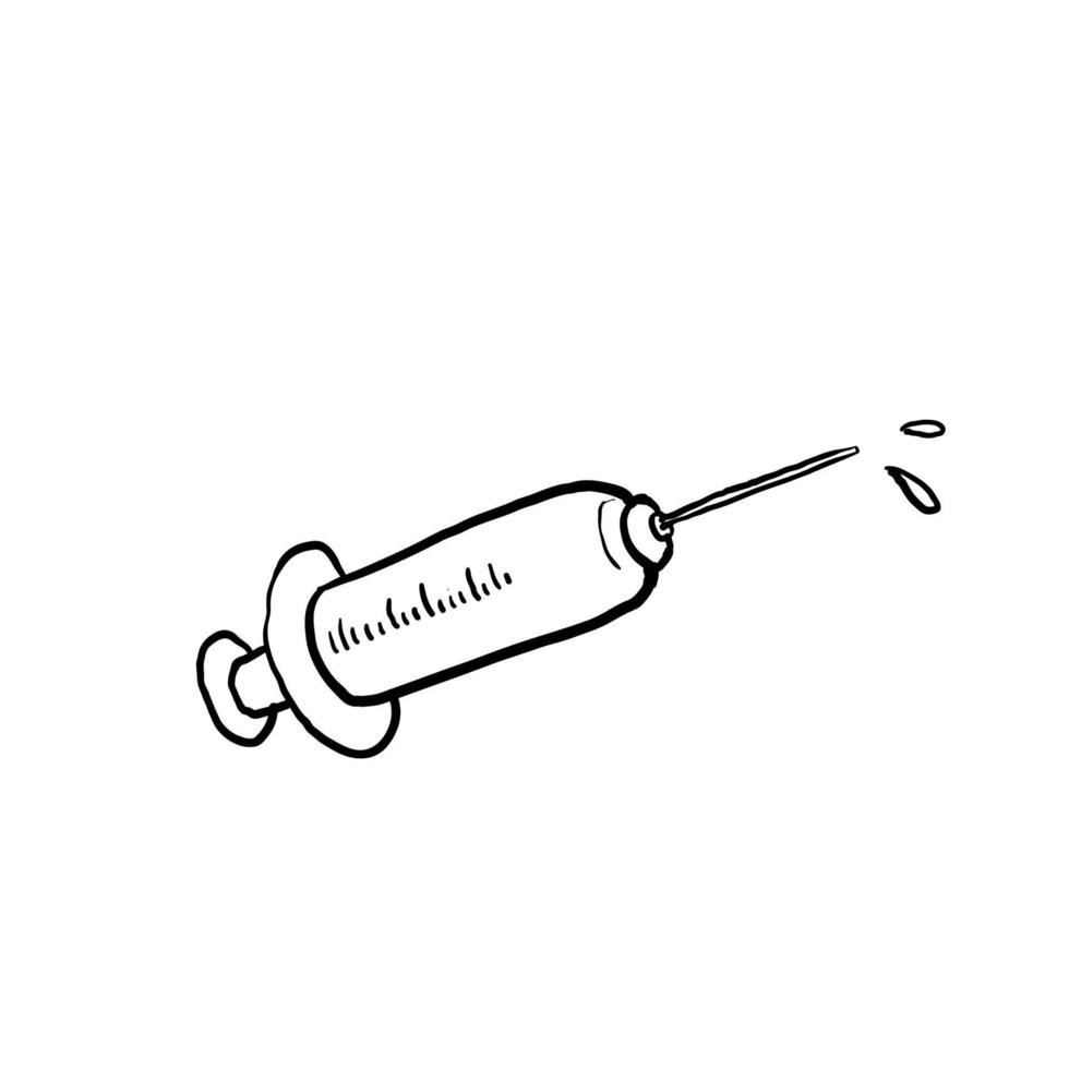 illustrazione del vaccino con siringa disegnata a mano vettore icona doodle