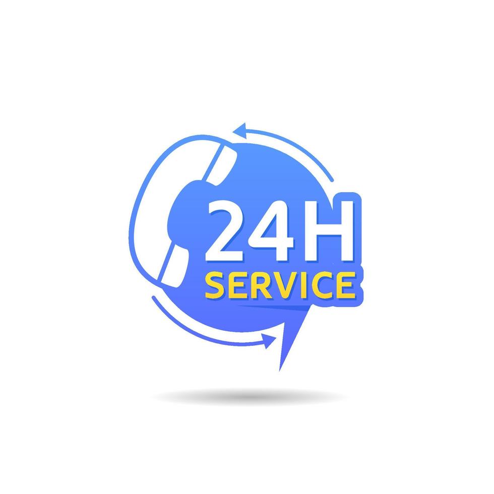 Badge di servizio 24 ore su 24 con modello icona telefono vettore