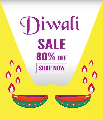 Diwali è il festival delle luci indù per sfondo invito, banner web, pubblicità. Illustrazione vettoriale design in carta tagliata e stile artigianale.
