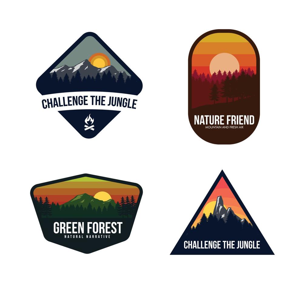 illustrazione di montagna per logo, badge ed emblema vettore