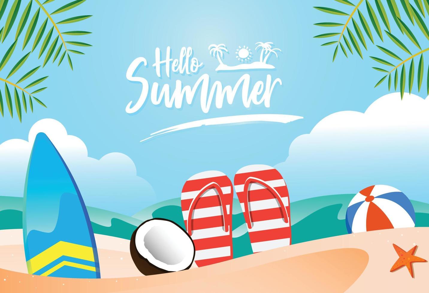 illustrazione delle vacanze estive per banner, poster design vettore