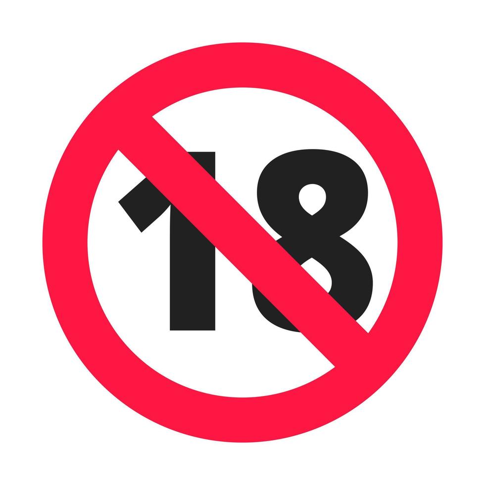 sotto i 18 anni proibiti icona rotonda segno illustrazione vettoriale. diciotto o più anziani contenuti per adulti 18 plus solo valutazione isolato su sfondo bianco. vettore
