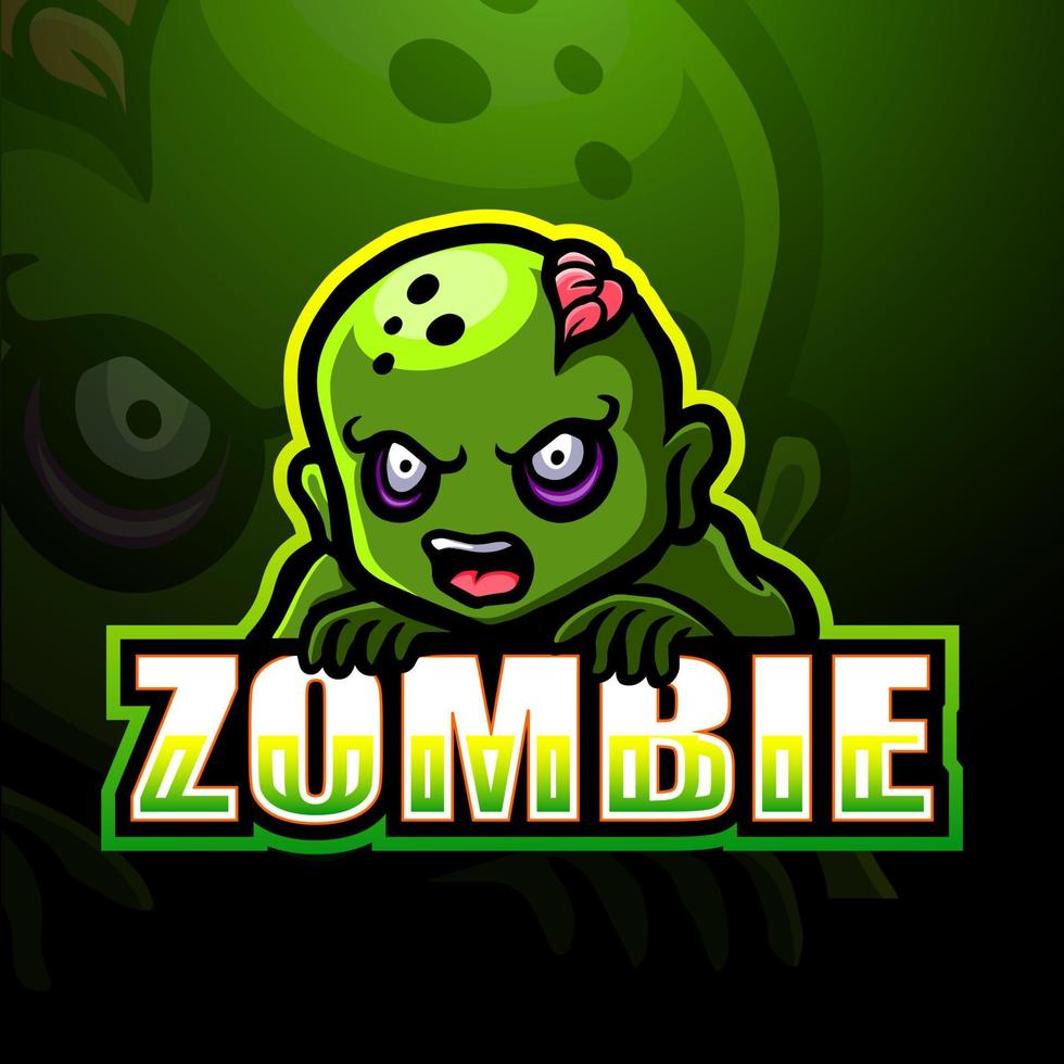 design del logo esport della mascotte zombie vettore