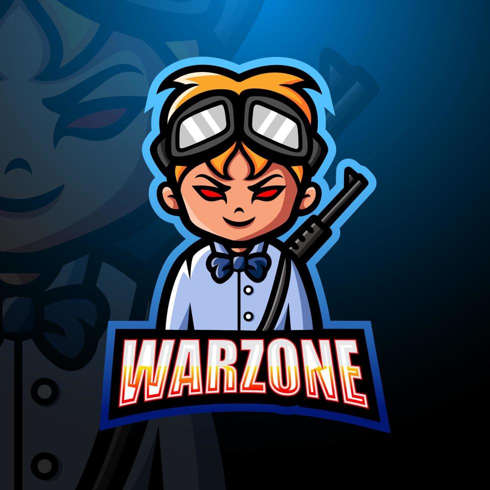 design del logo esport della mascotte di warzone vettore