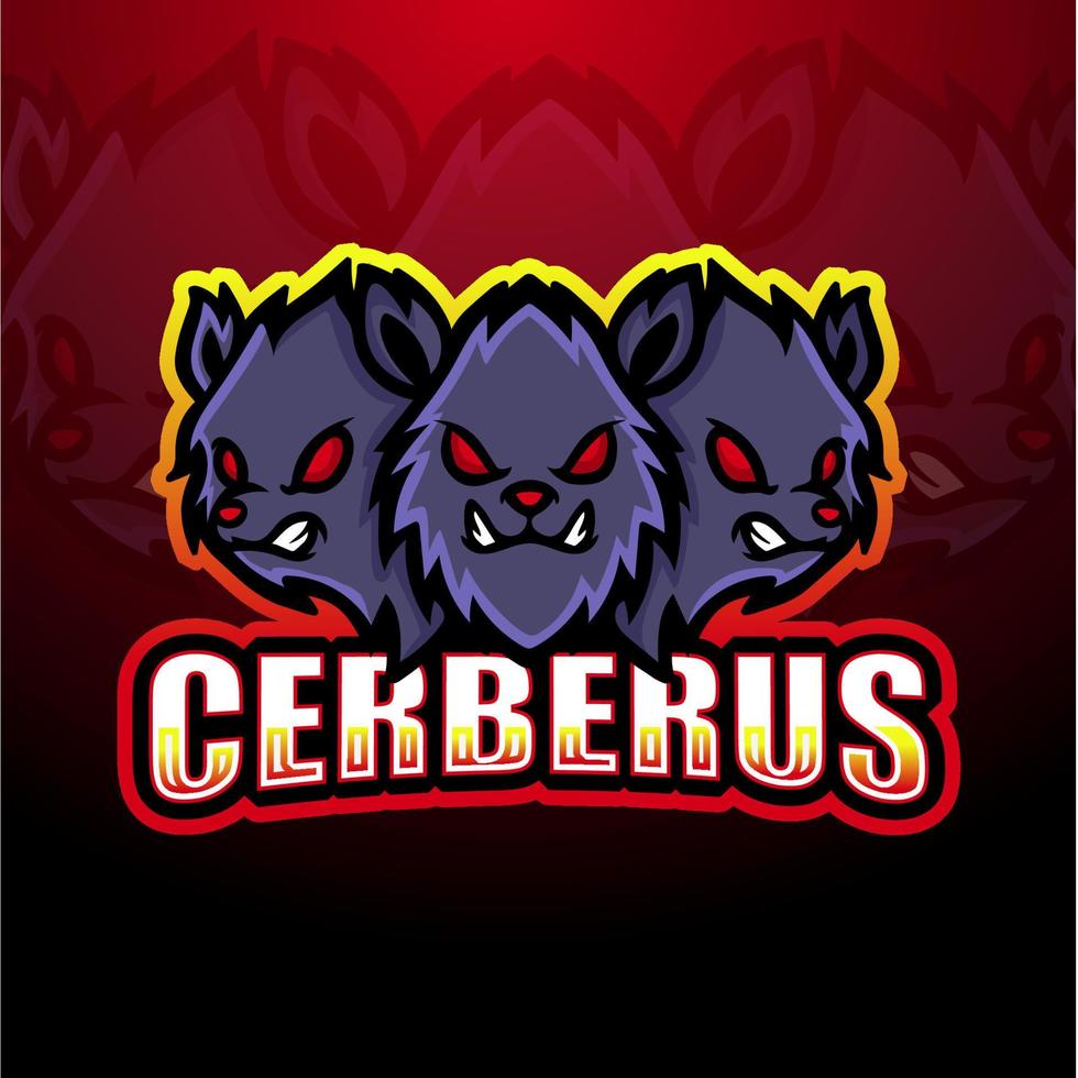 cerberus mascotte esport logo design vettore