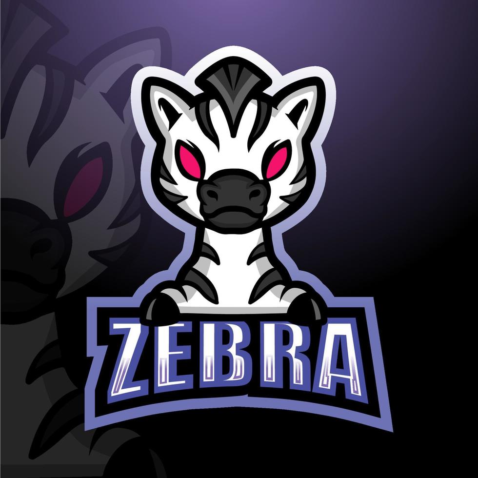 design del logo esport della mascotte della zebra vettore