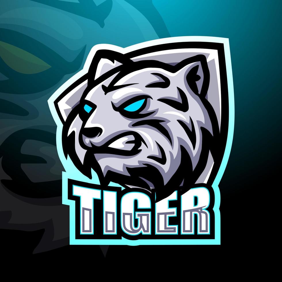 design del logo esport della mascotte della tigre bianca vettore