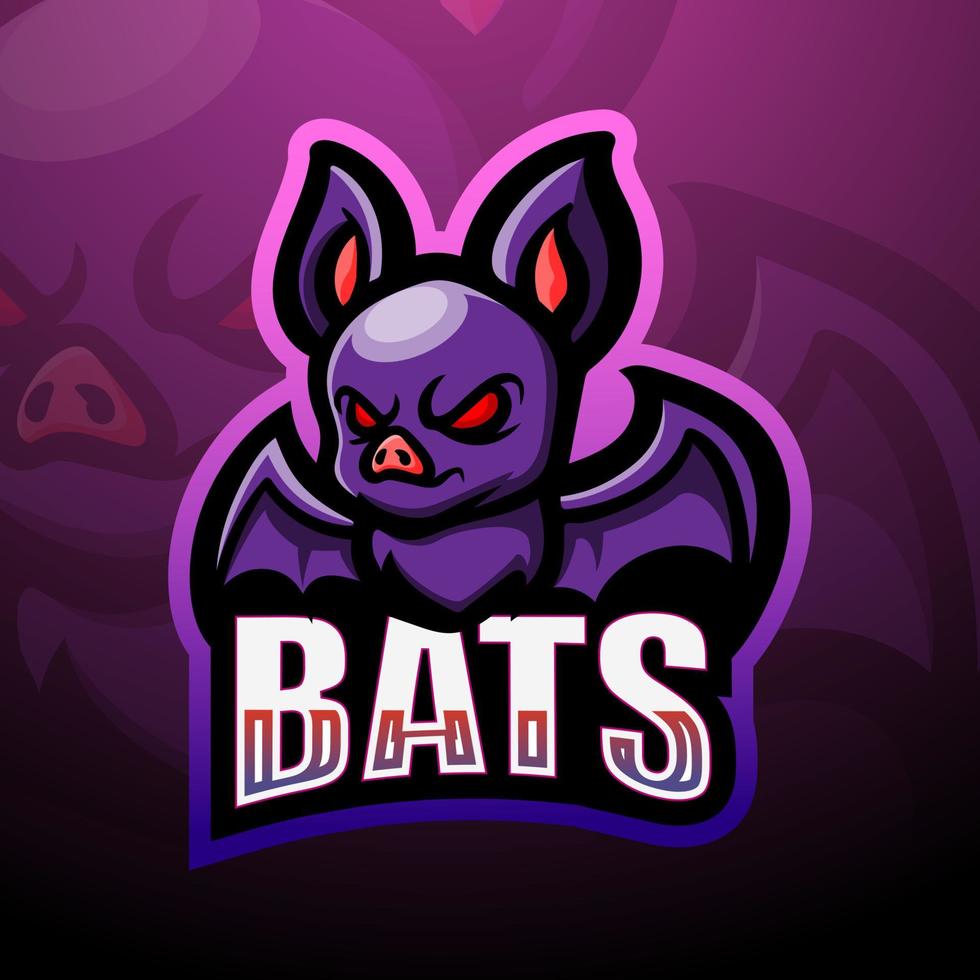 design del logo esport della mascotte del pipistrello vettore