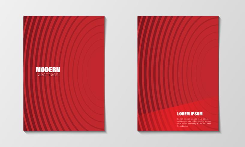 Modello di progettazione di copertine astratto minimal. Moderni gradienti della linea del cerchio rosso. Brochure del profilo aziendale e relazione annuale aziendale. Illustrazione vettoriale EPS10. Formato A4 stampabile e qualsiasi formato di carta