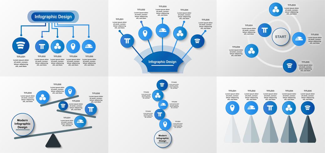 L&#39;insieme degli elementi di infographics progetta nel concetto di equilibrio con lo spazio della copia per testo. Modello per presentazione aziendale, brochure, grafica animata e rivista. vettore