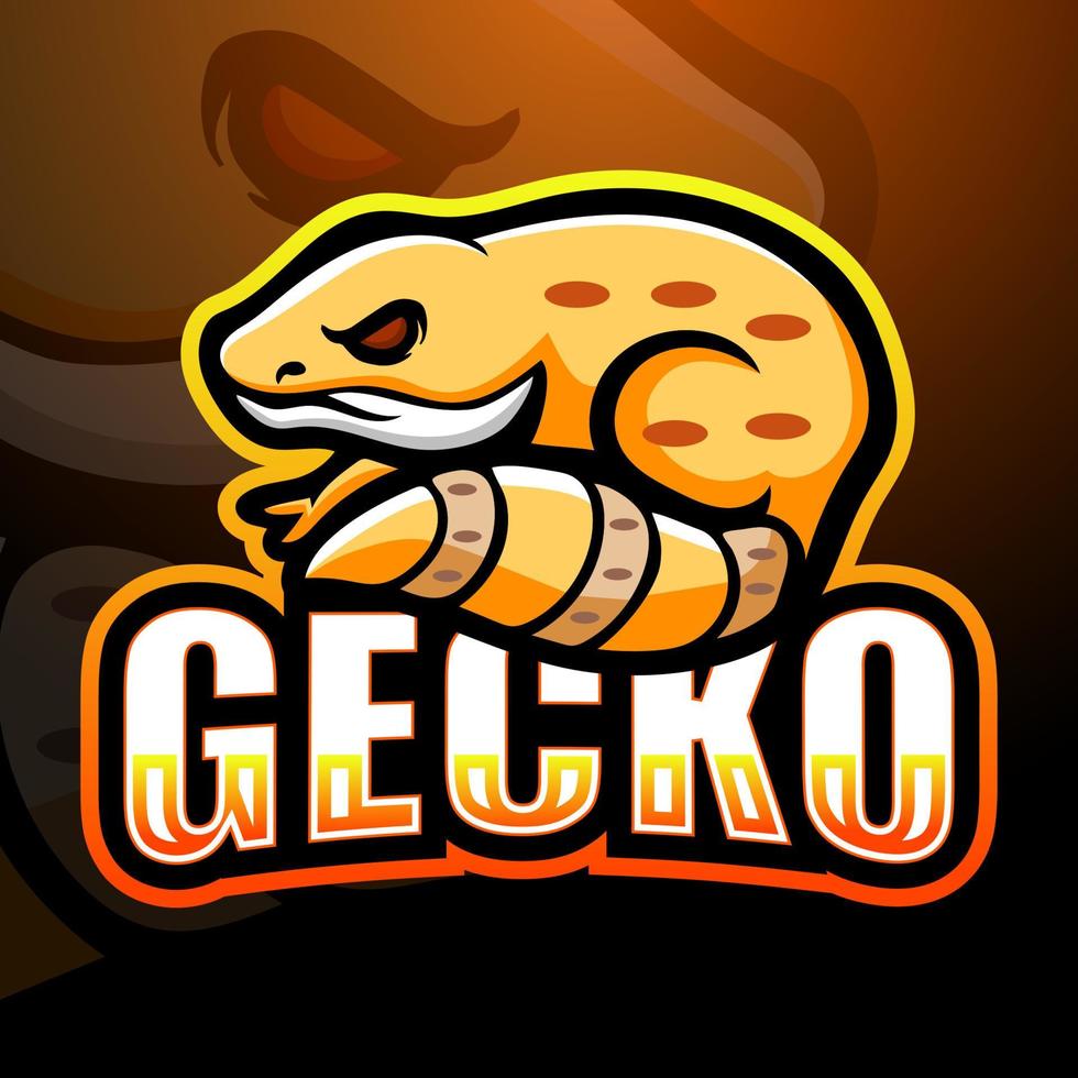geco mascotte esport logo design vettore