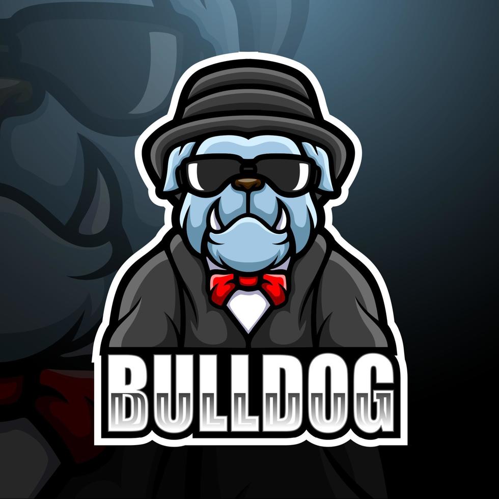 design del logo esport della mascotte del bulldog vettore