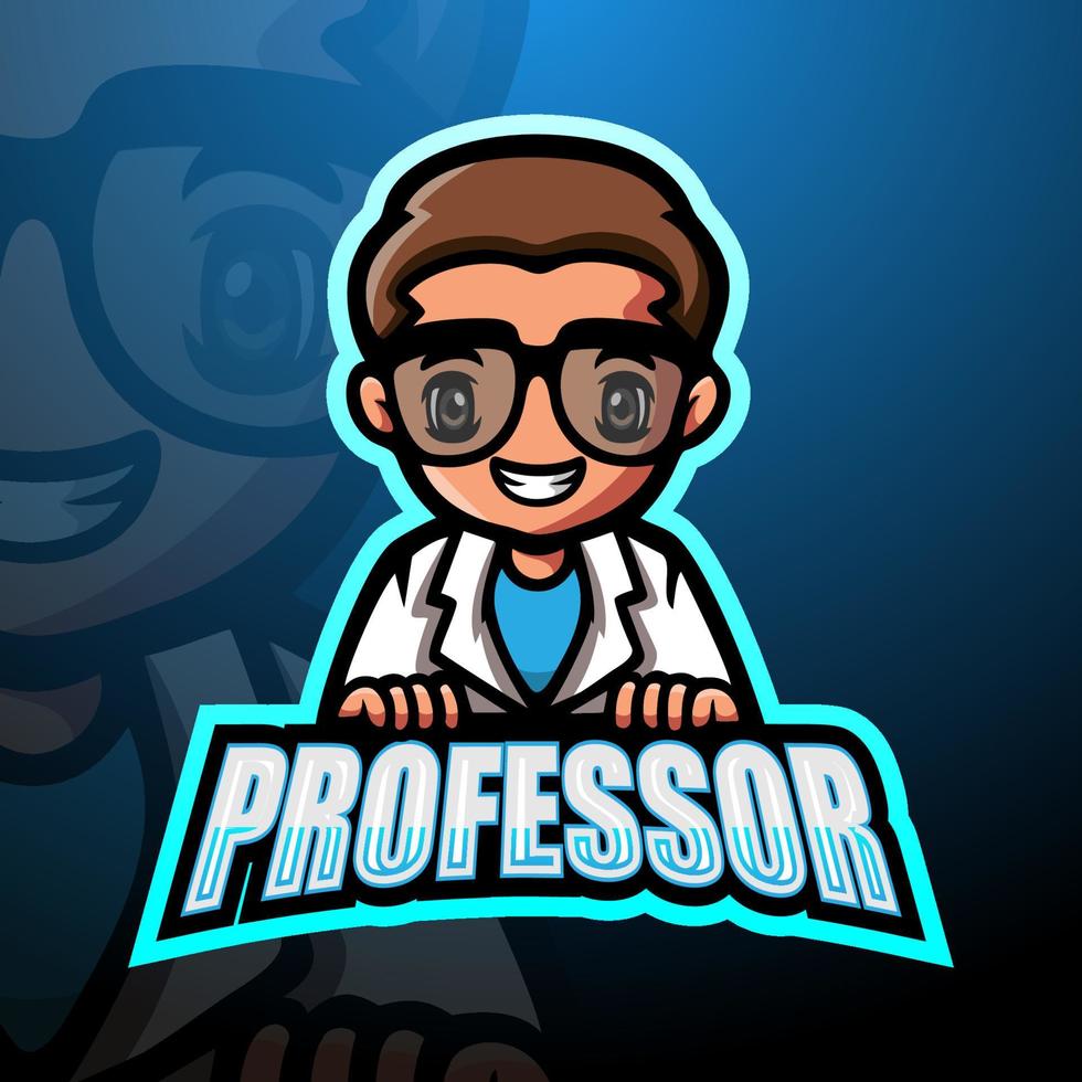 design del logo esport della mascotte del professore vettore