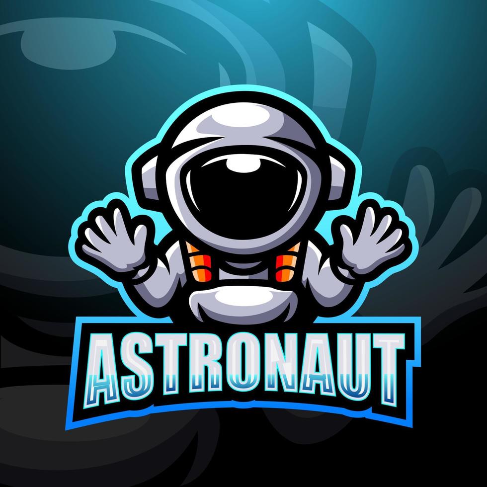 design del logo esport della mascotte dell'astronauta vettore