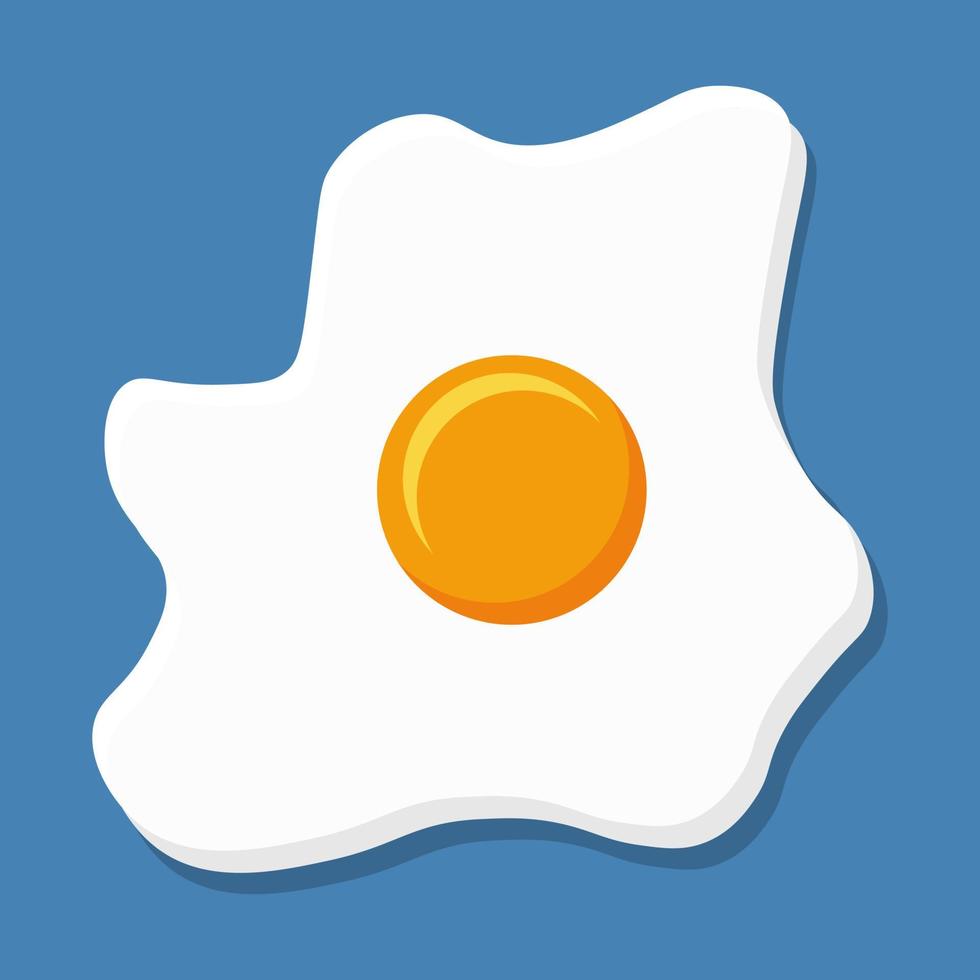 uovo fritto o uova strapazzate isolate su sfondo blu vettore