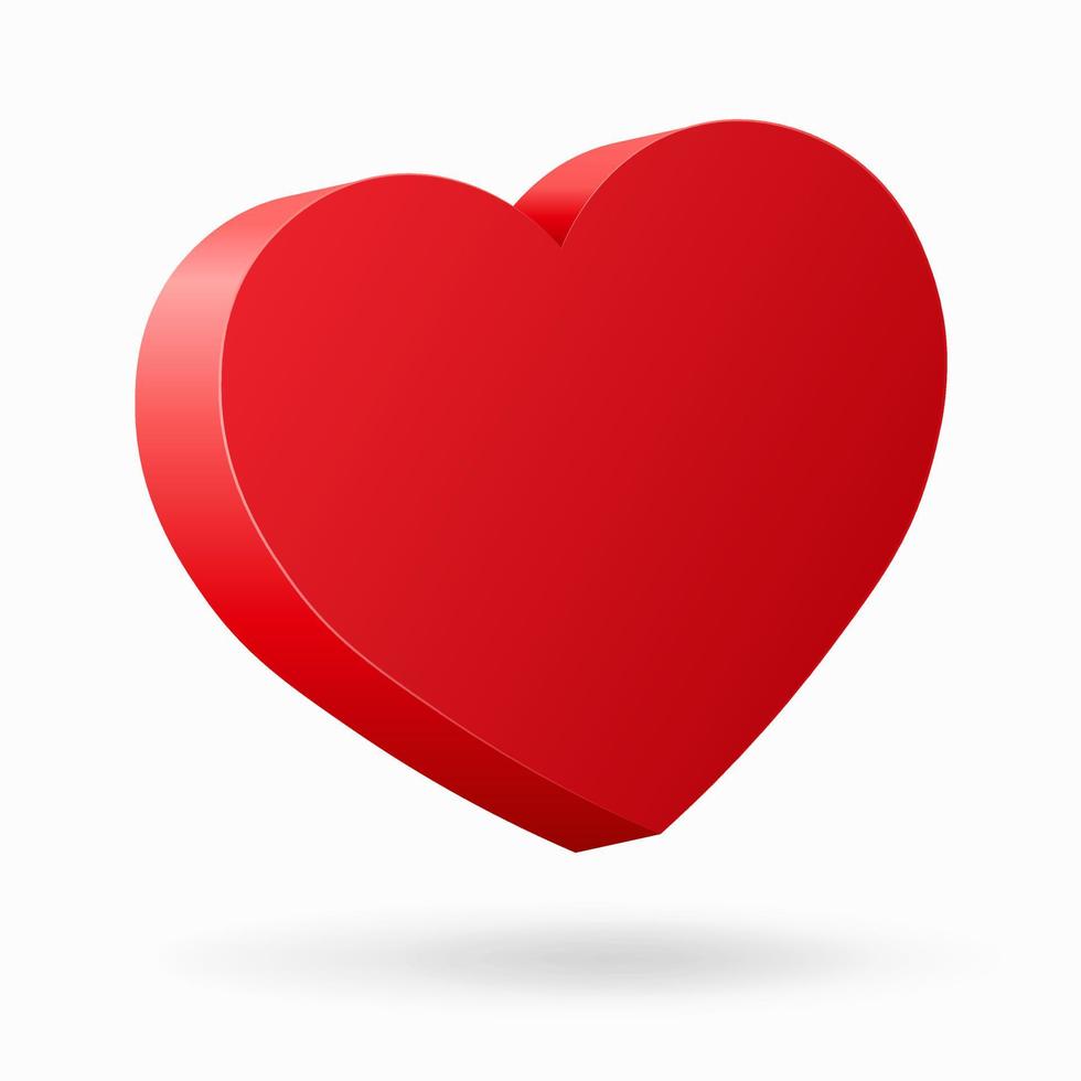 Icona del cuore rosso lucido 3d per st. San Valentino vettore