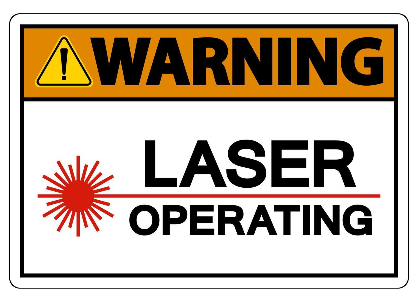 segnale di avvertimento laser operante su sfondo bianco vettore