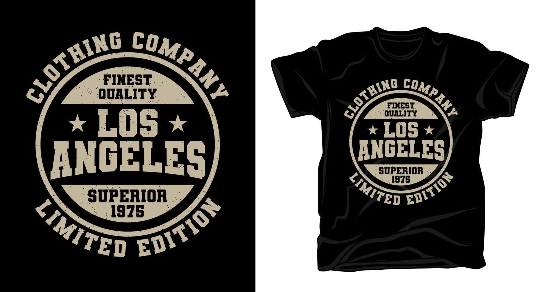 design della t-shirt tipografica della società di abbigliamento di los angeles vettore