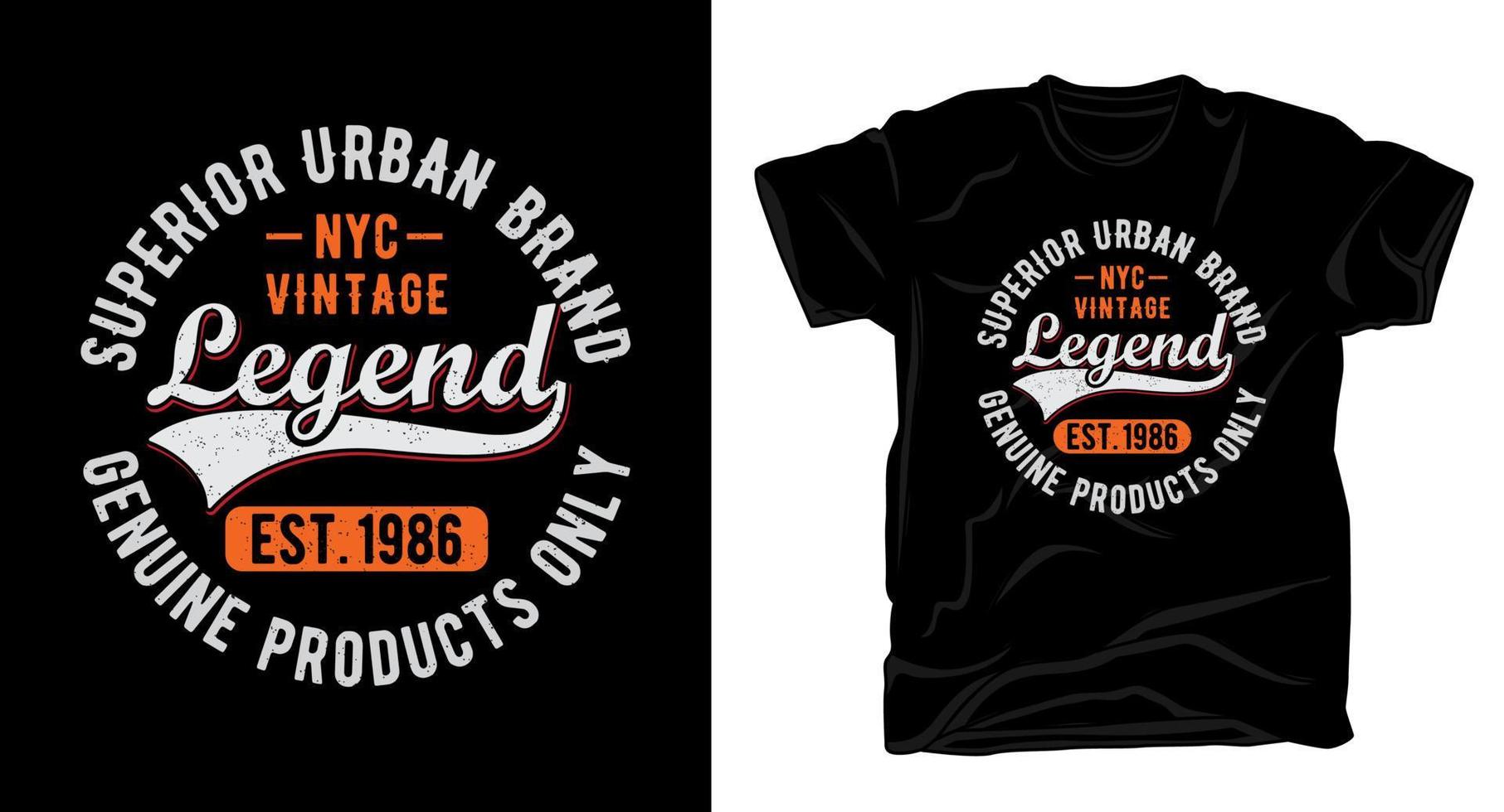 design t-shirt tipografia leggenda vintage vettore
