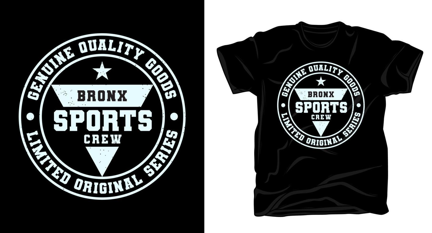design della t-shirt tipografica dell'equipaggio sportivo bronx vettore