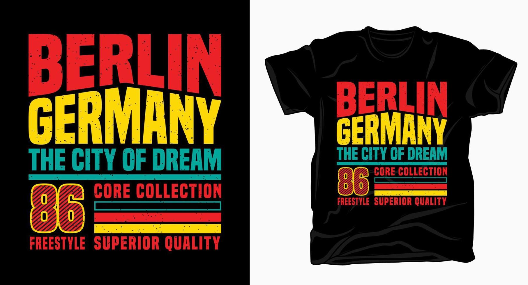 berlin germania la città del design tipografico da sogno per t-shirt vettore