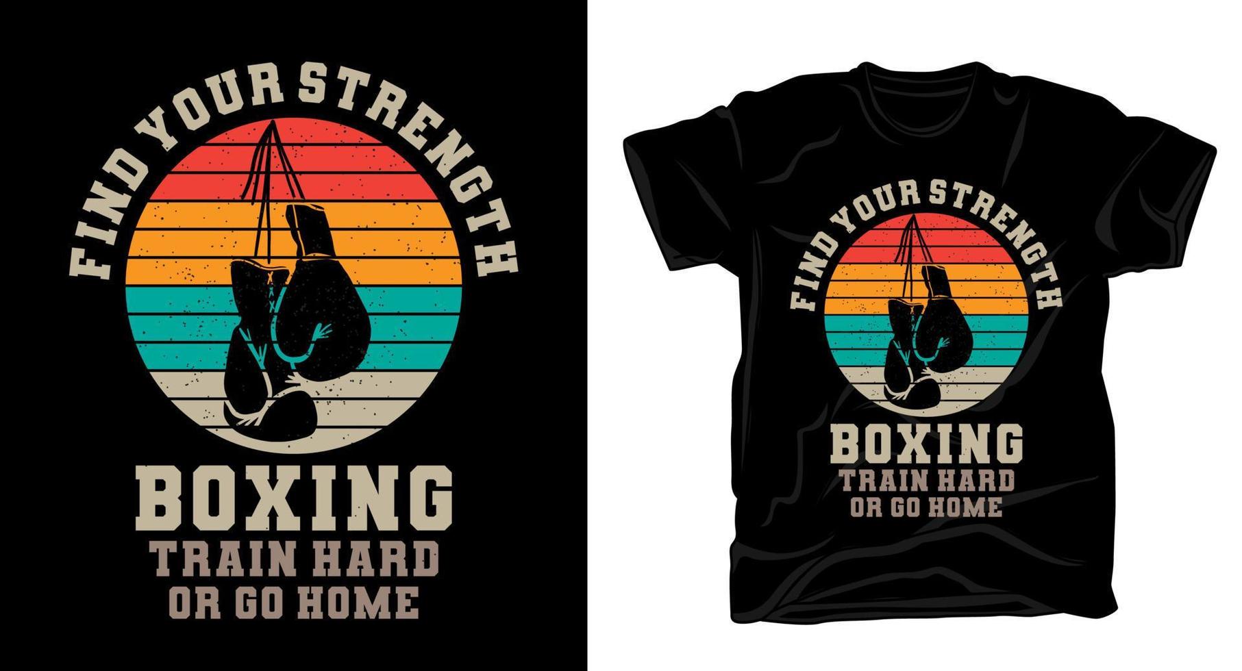 tipografia di boxe con guantoni da boxe design vintage t-shirt vettore