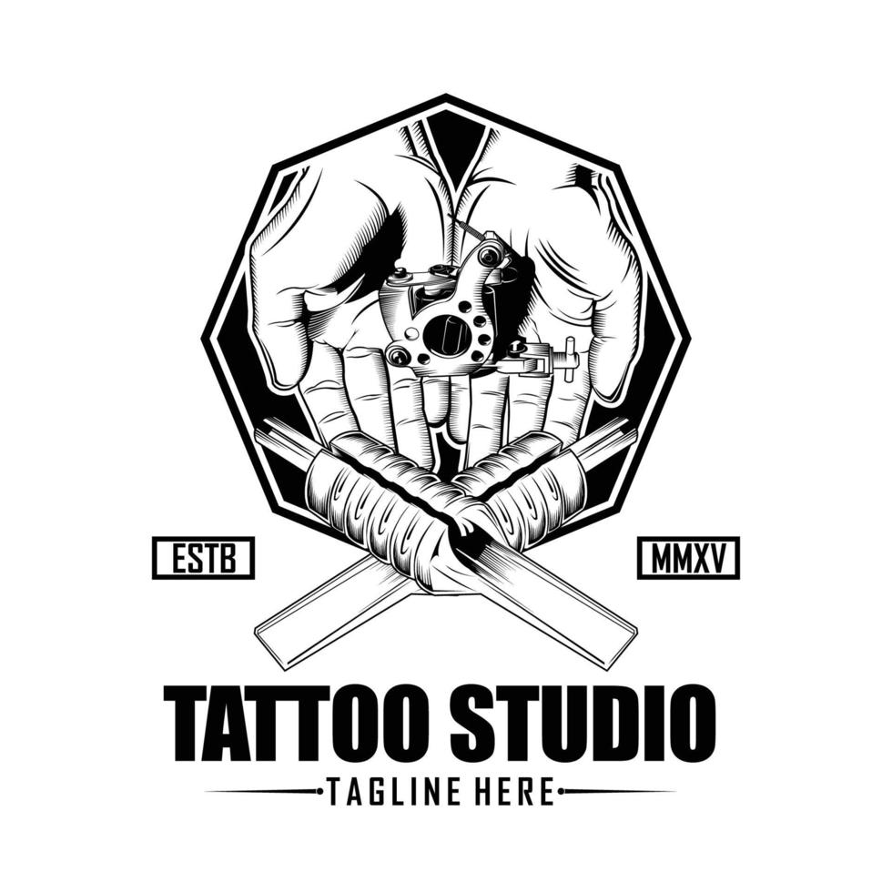 logo dello studio del tatuaggio, formato pronto eps 10.eps vettore