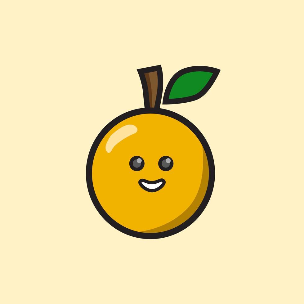 simpatico cartone animato di frutta arancione sorridente. vettore