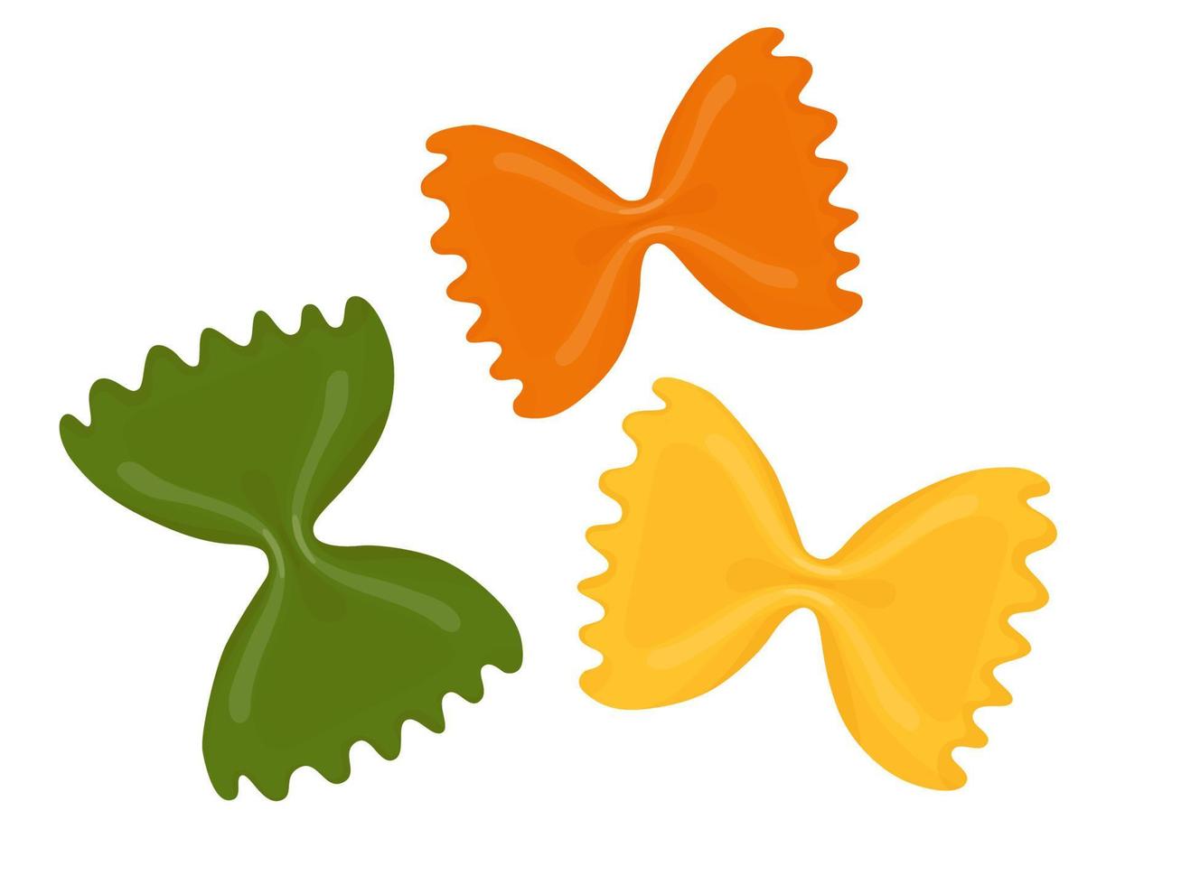 farfalle di pasta. illustrazione del fumetto di pasta italiana isolata su fondo bianco. vettore