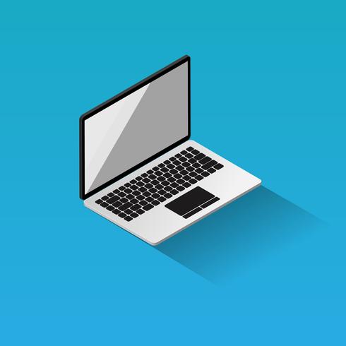 Icona di vettore di design piatto isometrico Laptop su priorità bassa blu