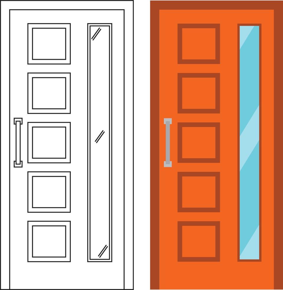 illustrazione grafica vettoriale della vista frontale della porta singola adatta per il tuo design per la casa e il design di poster per la casa su opere architettoniche