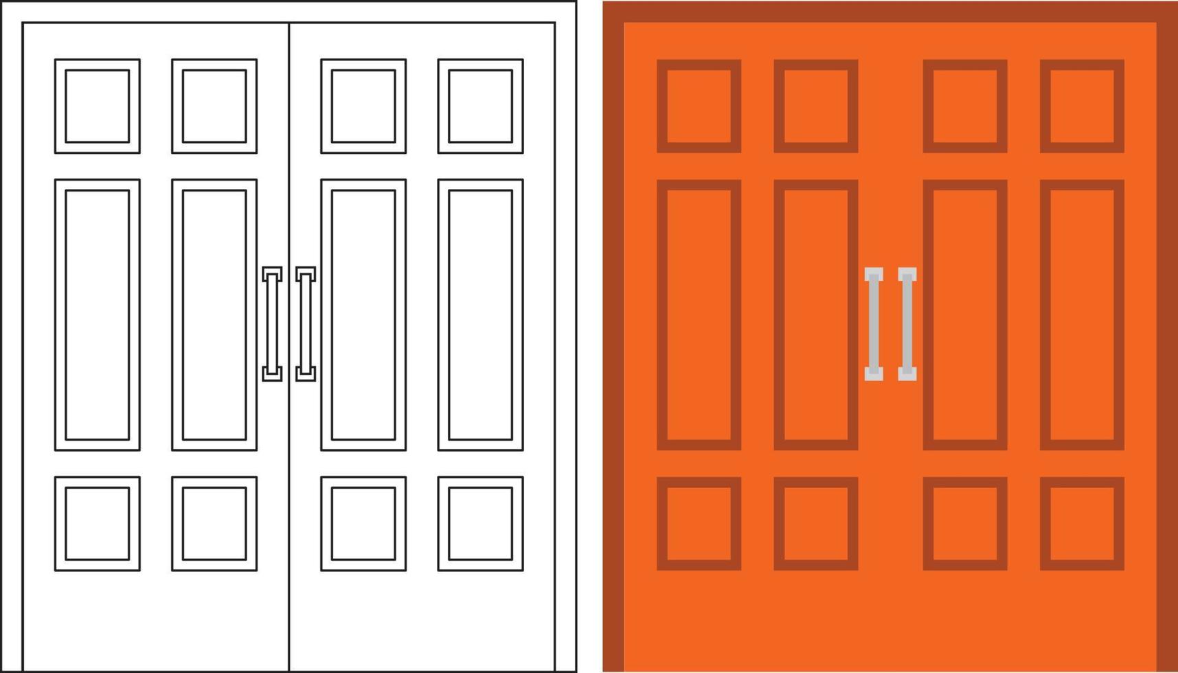 illustrazione grafica vettoriale della vista frontale a doppia porta adatta per il tuo design per la casa e il design di poster per la casa su lavori architettonici