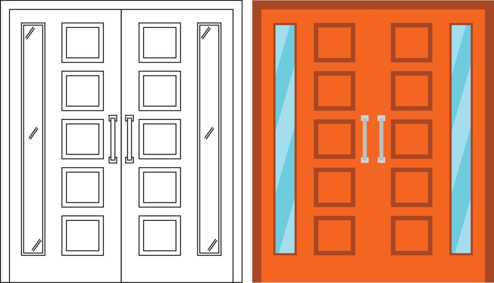 illustrazione grafica vettoriale della vista frontale a doppia porta adatta per il tuo design per la casa e il design di poster per la casa su lavori architettonici