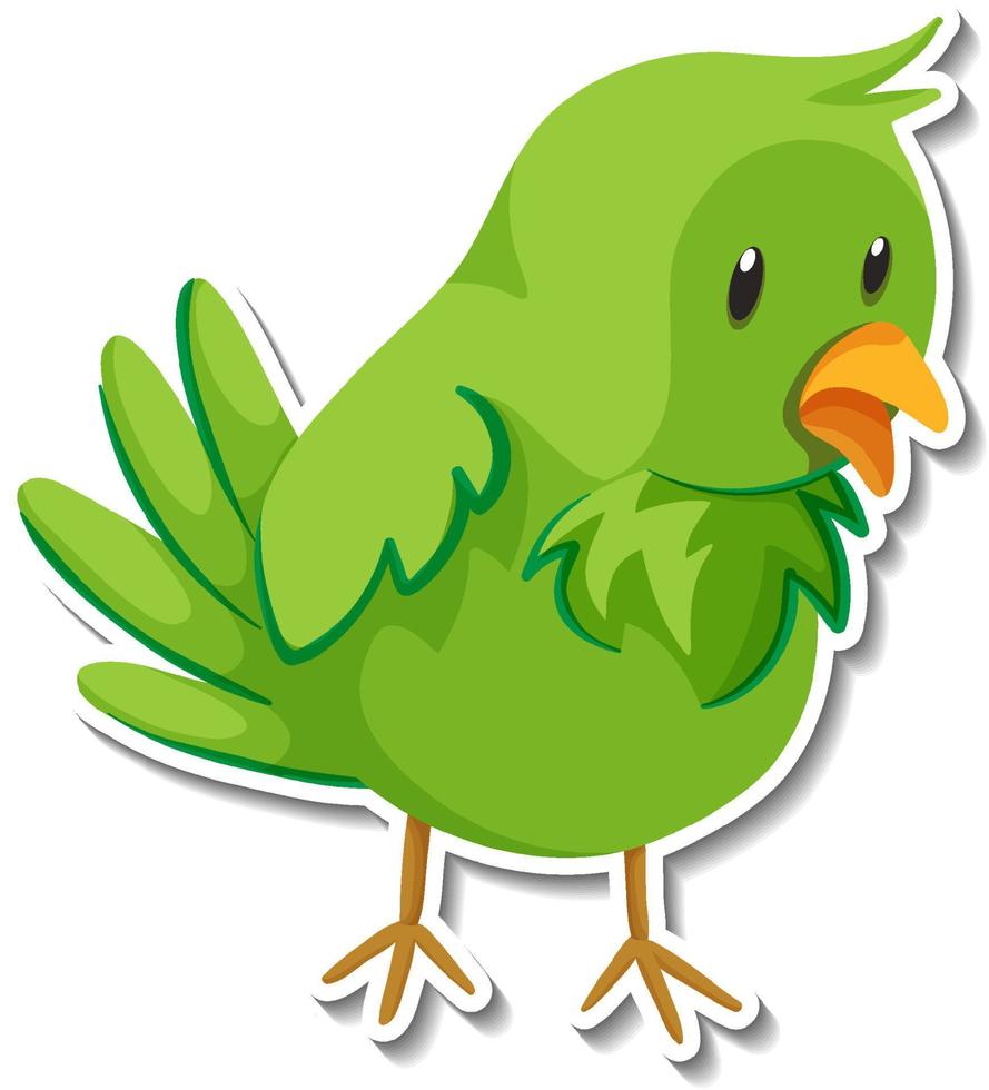 adesivo cartone animato animale uccellino verde vettore