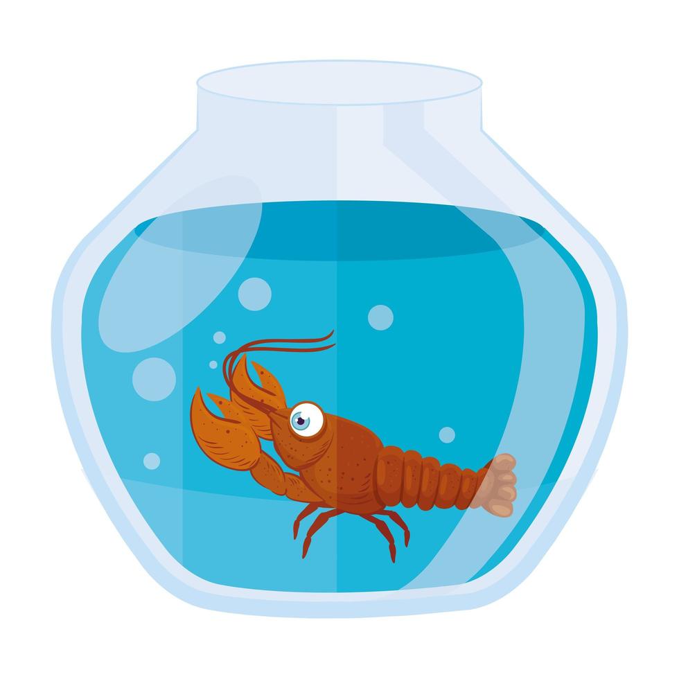 aragosta dell'acquario con acqua, animale domestico marino dell'acquario vettore