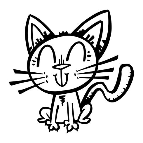 Simpatico gatto felice fumetto amichevole vettore