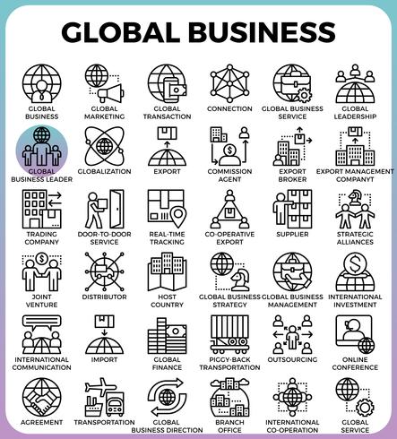 Icone di concetto di business globale vettore