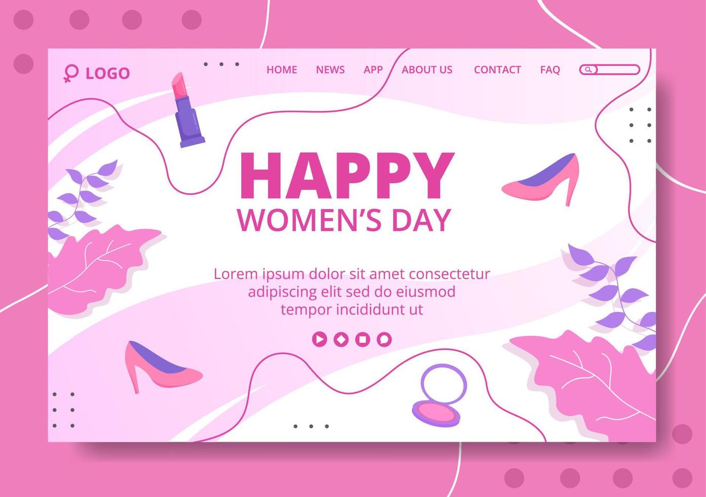 illustrazione piatta del modello di pagina di destinazione per la festa della donna modificabile di sfondo quadrato adatto per social media, biglietti di auguri e annunci web su Internet vettore